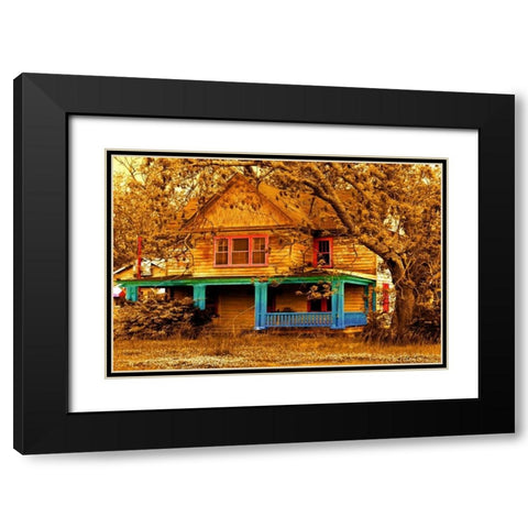 Porch in Blues Black Modern Wood Framed Art Print with Double Matting by Mabat, Ynon