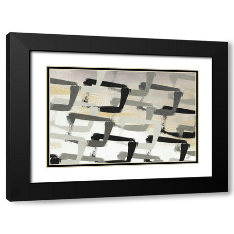Gray Abstract Black Modern Wood Framed Art Print with Double Matting by Marcon, Michael