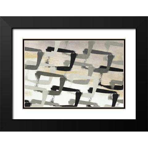 Gray Abstract Black Modern Wood Framed Art Print with Double Matting by Marcon, Michael