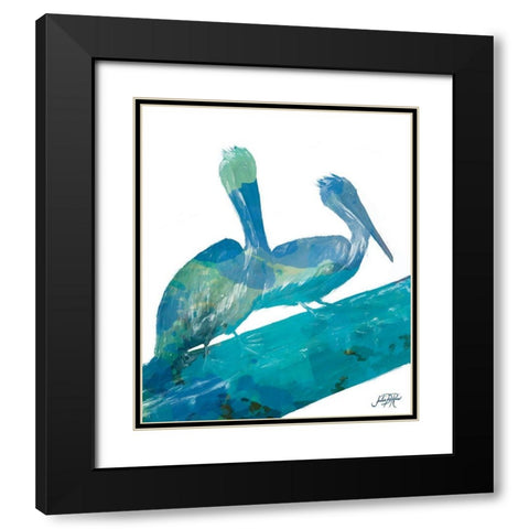 Watercolor Pelican II Black Modern Wood Framed Art Print with Double Matting by DeRice, Julie