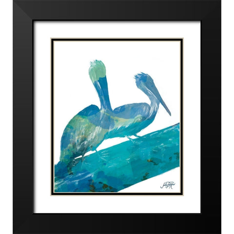 Watercolor Pelican II Black Modern Wood Framed Art Print with Double Matting by DeRice, Julie