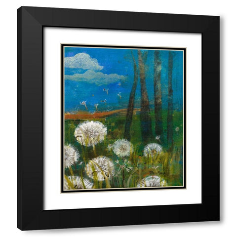 Dandelion Wishes Black Modern Wood Framed Art Print with Double Matting by Maria, Robin
