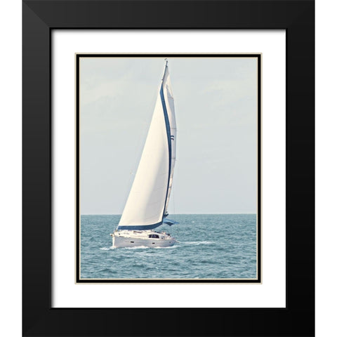Sailboat in the Ocean Black Modern Wood Framed Art Print with Double Matting by Mansfield, Kathy