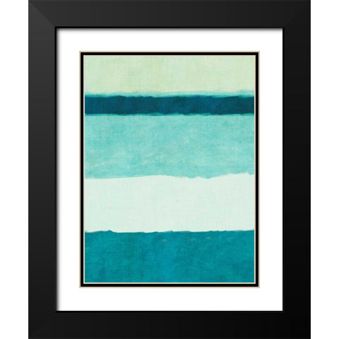 Rectangle Teal Blocks of Color II Black Modern Wood Framed Art Print with Double Matting by SD Graphics Studio