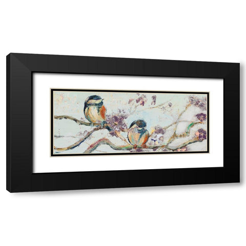 Birds on Cherry Blossom Branch Black Modern Wood Framed Art Print with Double Matting by Pinto, Patricia