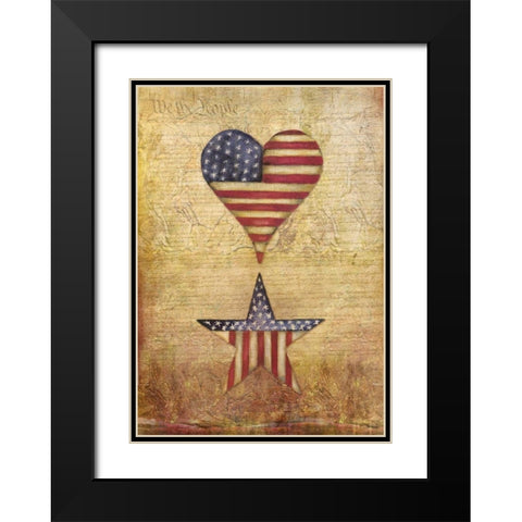America Stars Flag Black Modern Wood Framed Art Print with Double Matting by Medley, Elizabeth