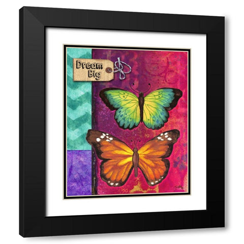 Butterflies Double I Black Modern Wood Framed Art Print with Double Matting by Medley, Elizabeth