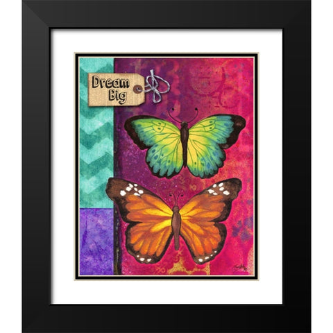 Butterflies Double I Black Modern Wood Framed Art Print with Double Matting by Medley, Elizabeth