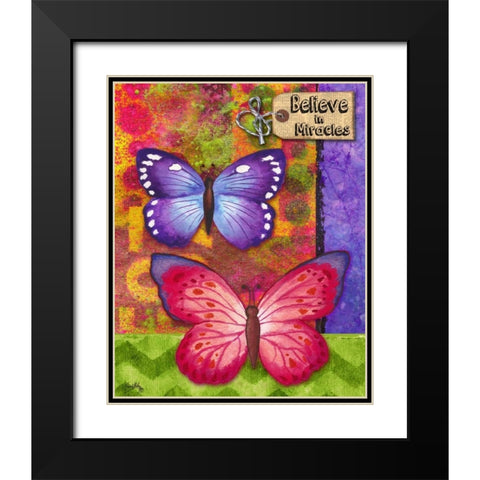 Butterflies Double II Black Modern Wood Framed Art Print with Double Matting by Medley, Elizabeth