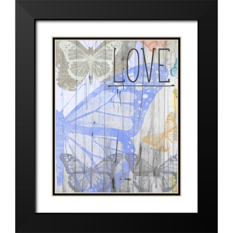Butterfly Garden Love Black Modern Wood Framed Art Print with Double Matting by Meneely, Dan