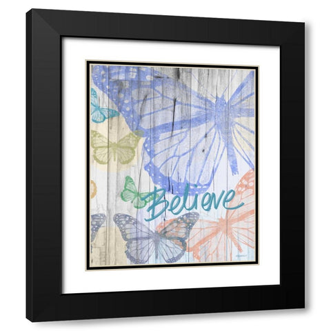 Butterfly Garden Believe Black Modern Wood Framed Art Print with Double Matting by Meneely, Dan