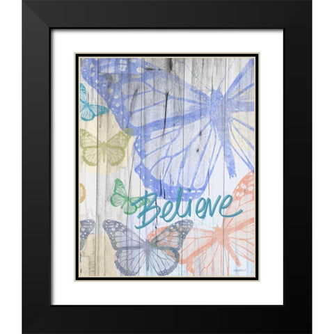Butterfly Garden Believe Black Modern Wood Framed Art Print with Double Matting by Meneely, Dan
