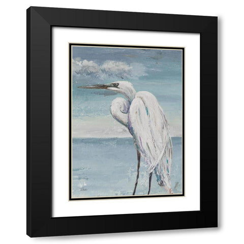 Great Egret Standing Black Modern Wood Framed Art Print with Double Matting by Pinto, Patricia