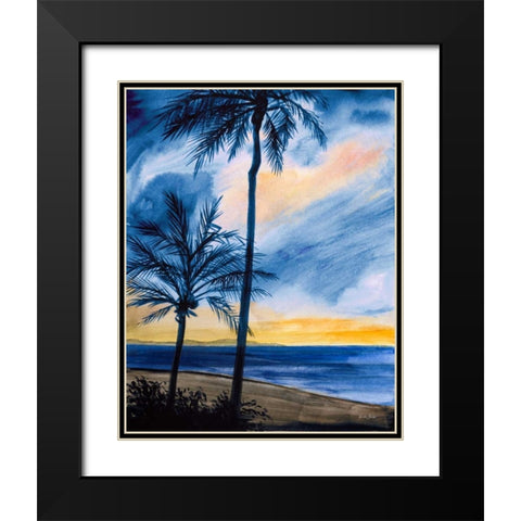 Blue Tropic Nights I Black Modern Wood Framed Art Print with Double Matting by Baliko, Linda