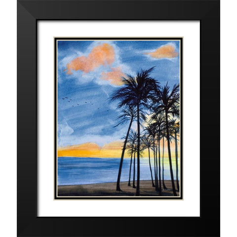 Blue Tropic Nights II Black Modern Wood Framed Art Print with Double Matting by Baliko, Linda