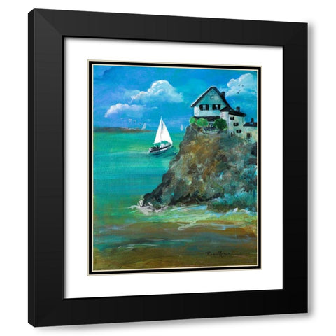 Home Over Looking the Sea Black Modern Wood Framed Art Print with Double Matting by Maria, Robin