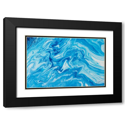 Marble Black Modern Wood Framed Art Print with Double Matting by Mercado, M.