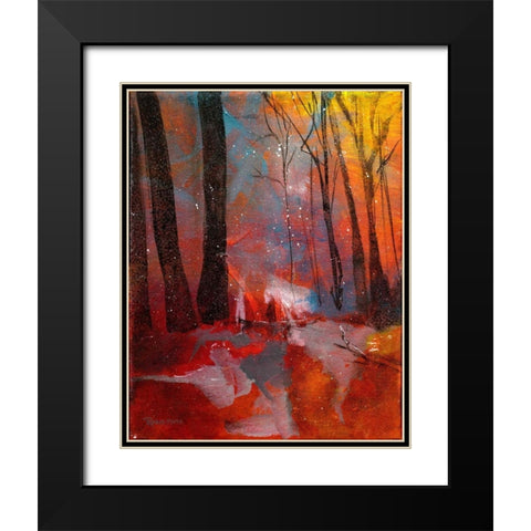 Autumn Meets Winter Black Modern Wood Framed Art Print with Double Matting by Maria, Robin