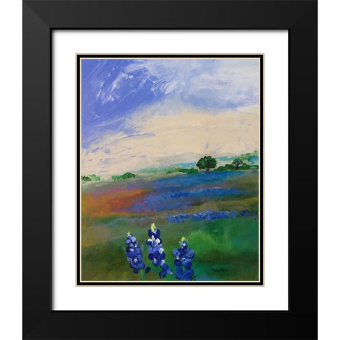 Texas Blue Bonnets Black Modern Wood Framed Art Print with Double Matting by Maria, Robin