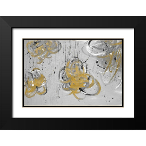 Forms of Gray and Gold Black Modern Wood Framed Art Print with Double Matting by Marie, Addie