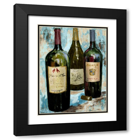 Time for Wine on Blue II Black Modern Wood Framed Art Print with Double Matting by Loreth, Lanie