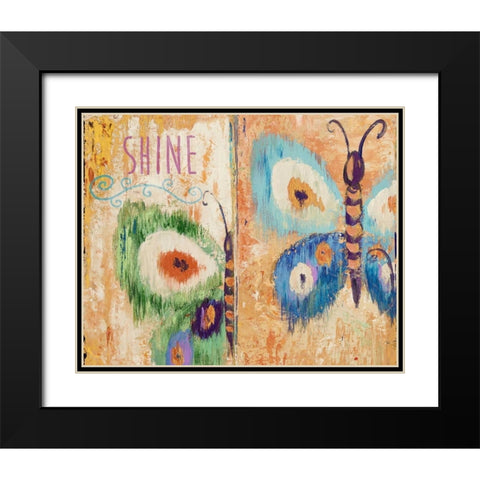 Ikat Flutter Shine Black Modern Wood Framed Art Print with Double Matting by Pinto, Patricia