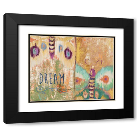 Ikat Flutter Dream Black Modern Wood Framed Art Print with Double Matting by Pinto, Patricia