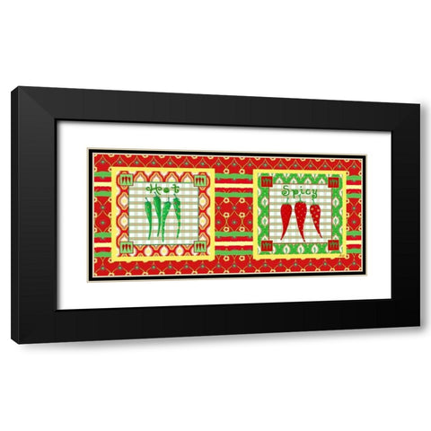 Chili Fiesta Panel V Black Modern Wood Framed Art Print with Double Matting by Metz, Andi