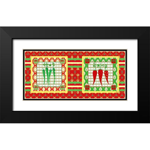 Chili Fiesta Panel V Black Modern Wood Framed Art Print with Double Matting by Metz, Andi