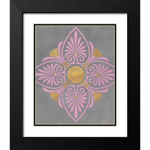 Gray and Pink Medallion I Black Modern Wood Framed Art Print with Double Matting by Studio, SD Graphics