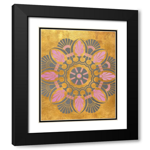 Gray and Pink Medallion II Black Modern Wood Framed Art Print with Double Matting by Studio, SD Graphics