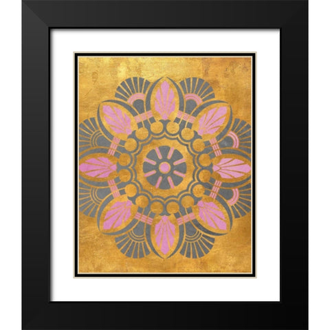 Gray and Pink Medallion II Black Modern Wood Framed Art Print with Double Matting by Studio, SD Graphics
