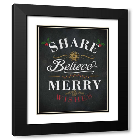 Dream Shine Chalk II Black Modern Wood Framed Art Print with Double Matting by Studio, SD Graphics