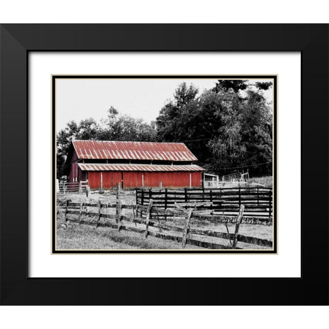 BW Rustic Barn Black Modern Wood Framed Art Print with Double Matting by Peck, Gail
