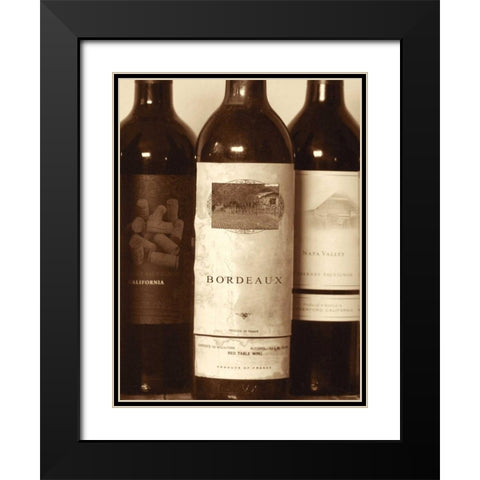 Wine Bottles I Black Modern Wood Framed Art Print with Double Matting by Peck, Gail