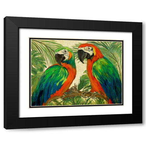 Island Birds on Burlap Black Modern Wood Framed Art Print with Double Matting by DeRice, Julie
