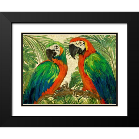 Island Birds on Burlap Black Modern Wood Framed Art Print with Double Matting by DeRice, Julie