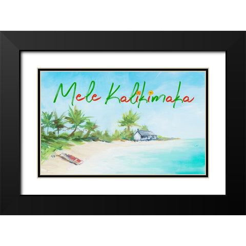 Mele Kalikimaka Black Modern Wood Framed Art Print with Double Matting by DeRice, Julie