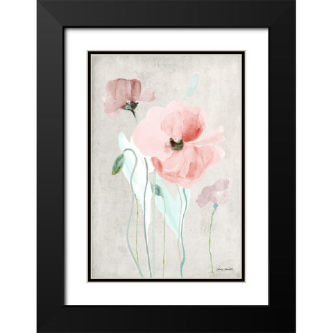 Soft Pink Poppies I Black Modern Wood Framed Art Print with Double Matting by Loreth, Lanie