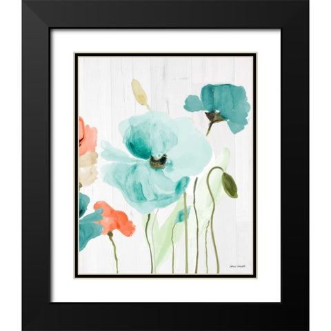 Poppies on Wood I Black Modern Wood Framed Art Print with Double Matting by Loreth, Lanie