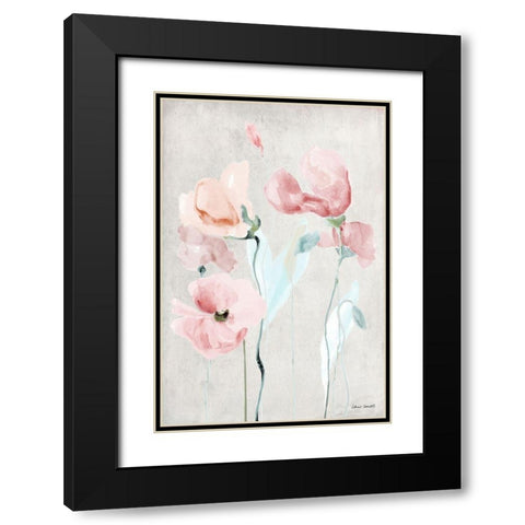 Soft Pink Poppies II Black Modern Wood Framed Art Print with Double Matting by Loreth, Lanie