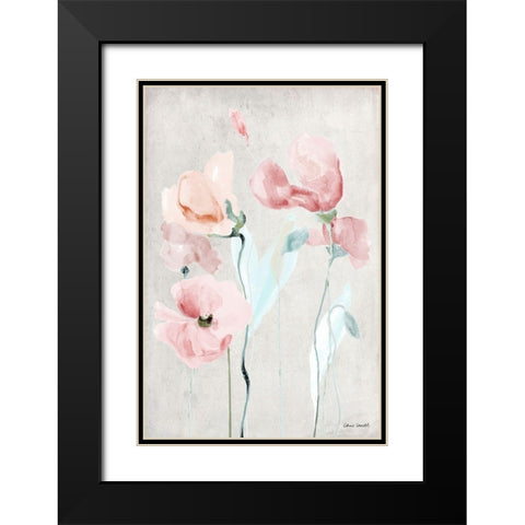 Soft Pink Poppies II Black Modern Wood Framed Art Print with Double Matting by Loreth, Lanie