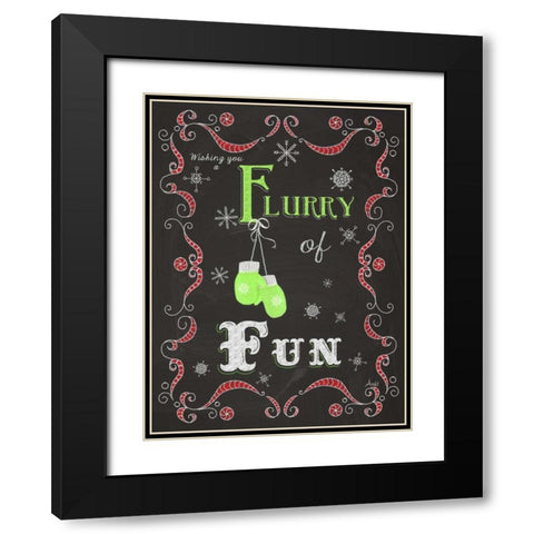 Let it Snow Chalk Art I Black Modern Wood Framed Art Print with Double Matting by Metz, Andi