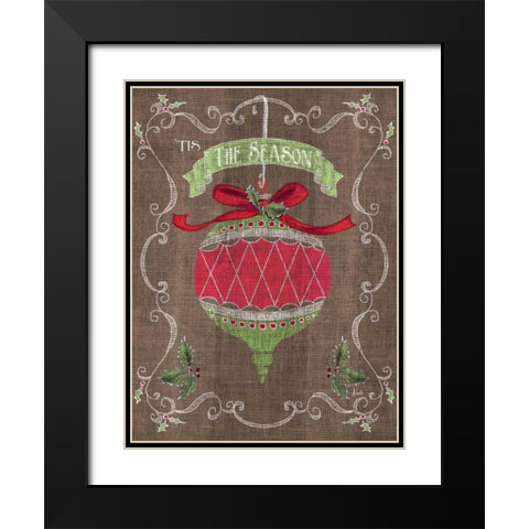 Noel Burlap Art I Black Modern Wood Framed Art Print with Double Matting by Metz, Andi