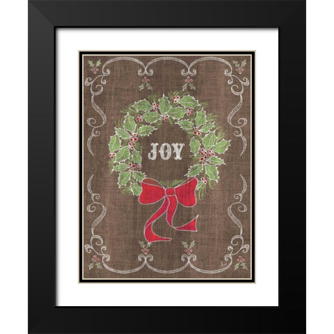 Noel Burlap Art III Black Modern Wood Framed Art Print with Double Matting by Metz, Andi