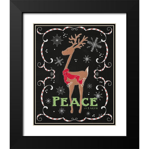 Peace on Earth Deer Black Modern Wood Framed Art Print with Double Matting by Metz, Andi