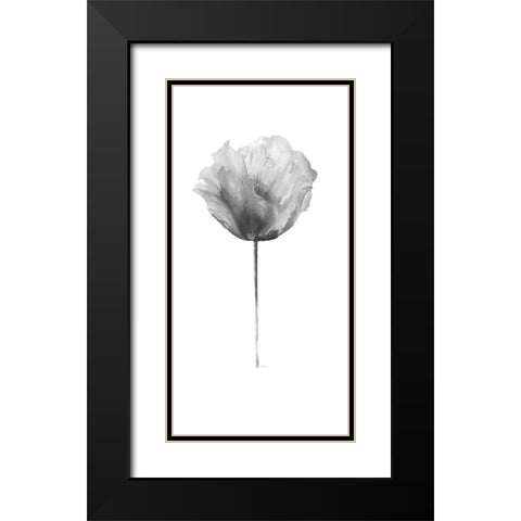 Flower in Gray Panel II Black Modern Wood Framed Art Print with Double Matting by Pinto, Patricia