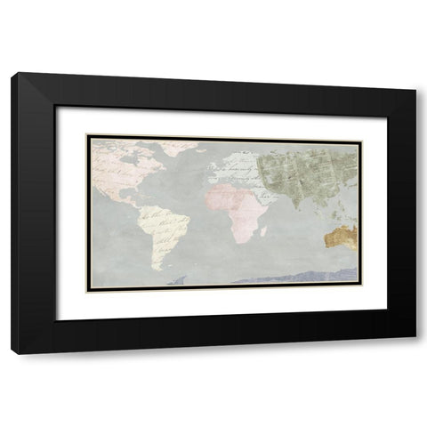 World Map Collection I Black Modern Wood Framed Art Print with Double Matting by SD Graphics Studio