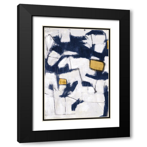 Golden Blue Shatters II Black Modern Wood Framed Art Print with Double Matting by Johnson, Walt