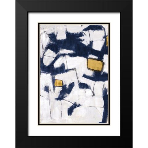 Golden Blue Shatters II Black Modern Wood Framed Art Print with Double Matting by Johnson, Walt